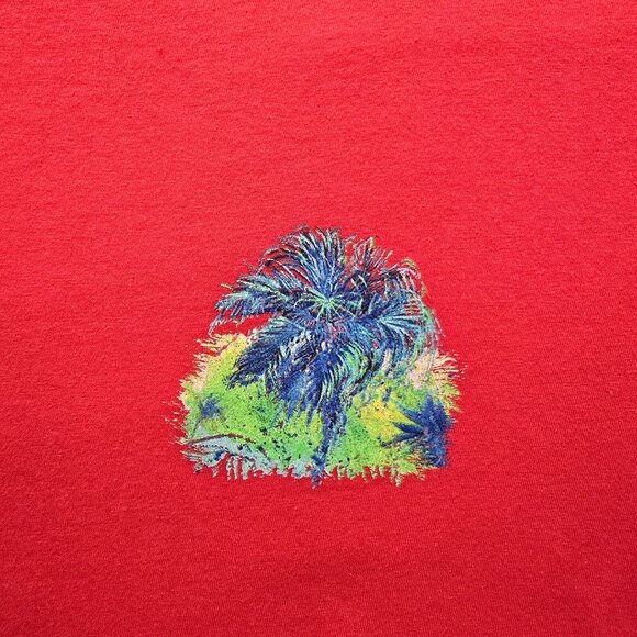 Leoma Lovegrove Tshirt Mens Large Red Short Sleeve House on Beach Tropical‎ Art - Picture 4 of 9